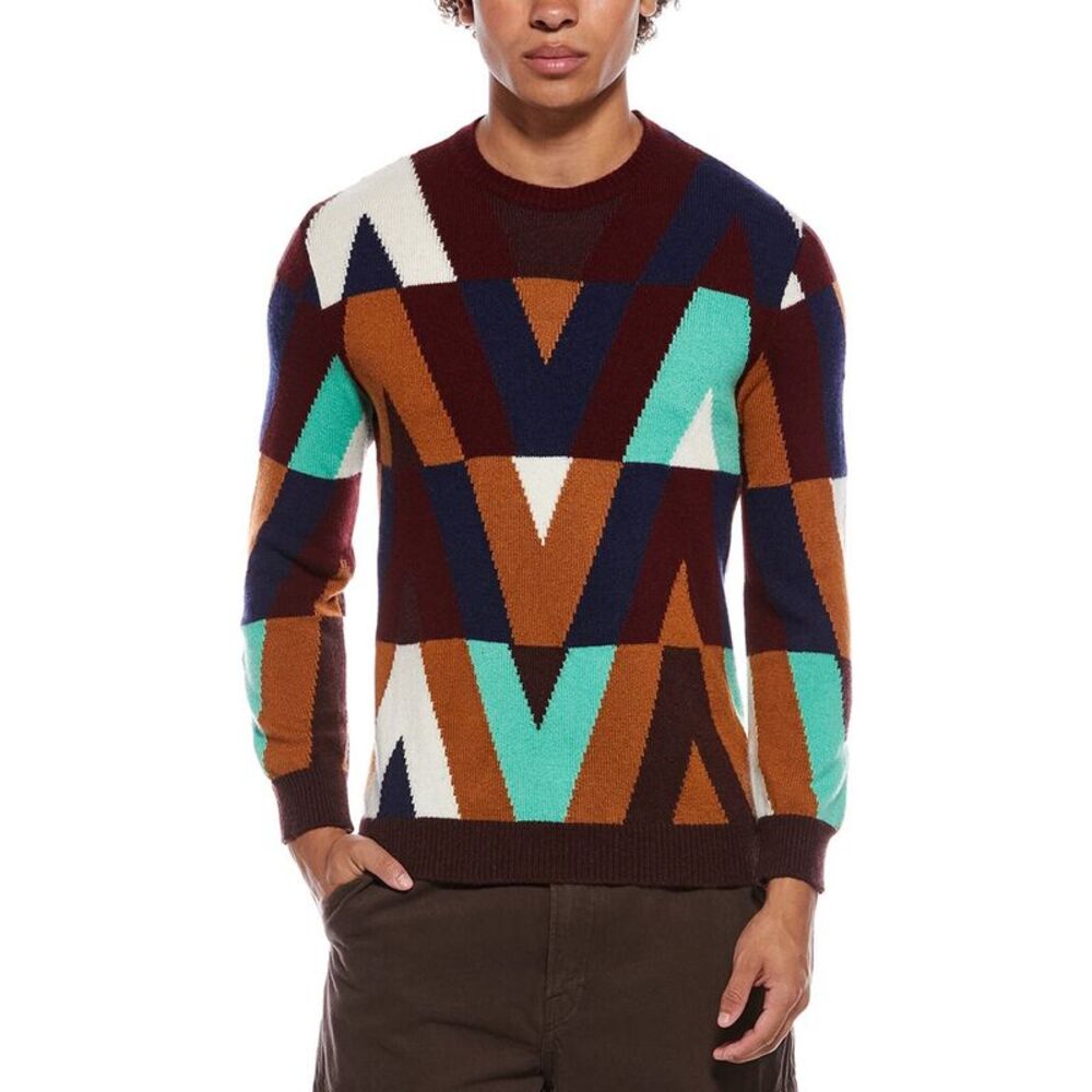 Valentino Mens  Maglia Girocollo Wool & Cashmere-Blend Sweater, Green